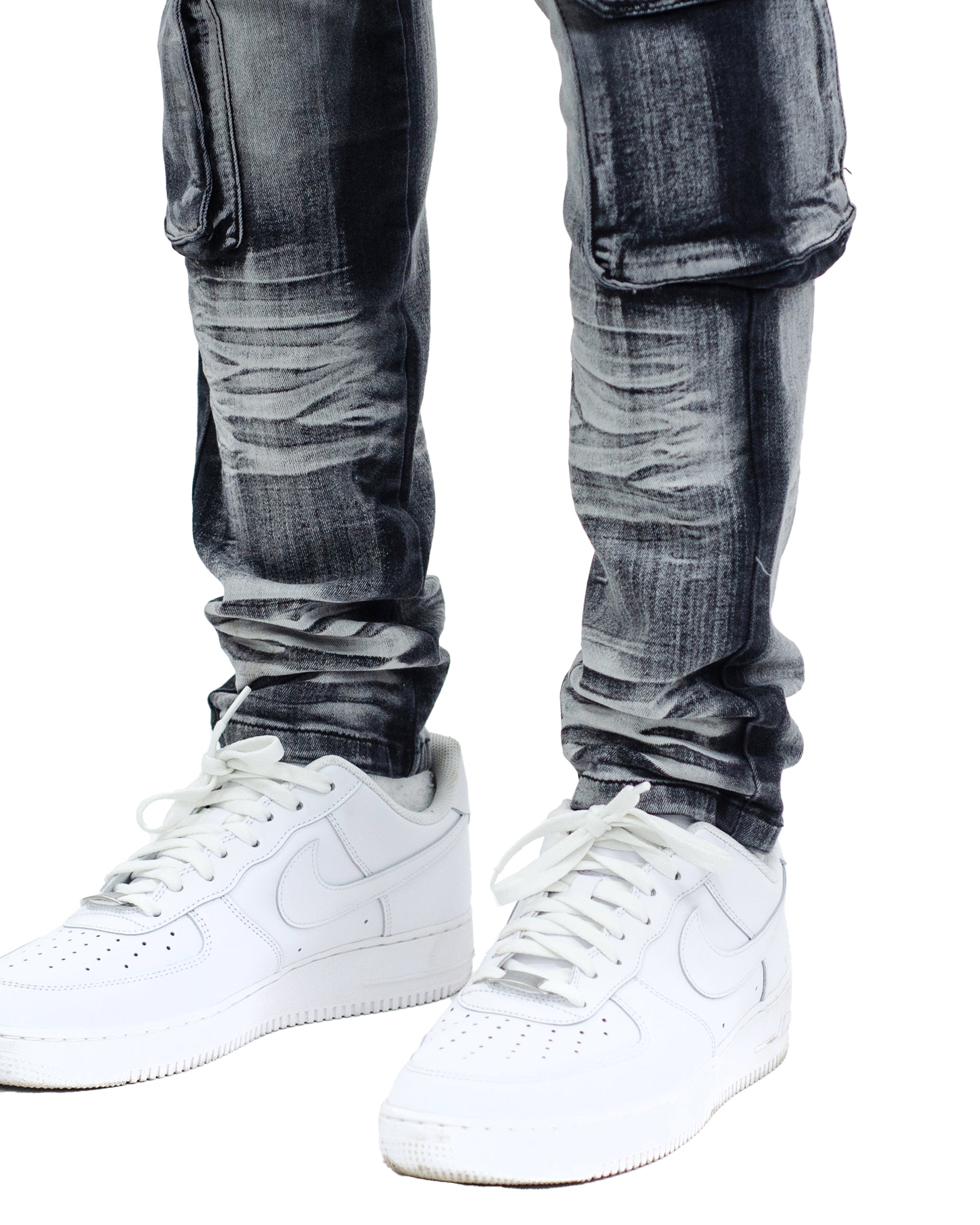 AUSTIN | Utility Pocket Fashion Skinny Denim Jeans in Black Wash
