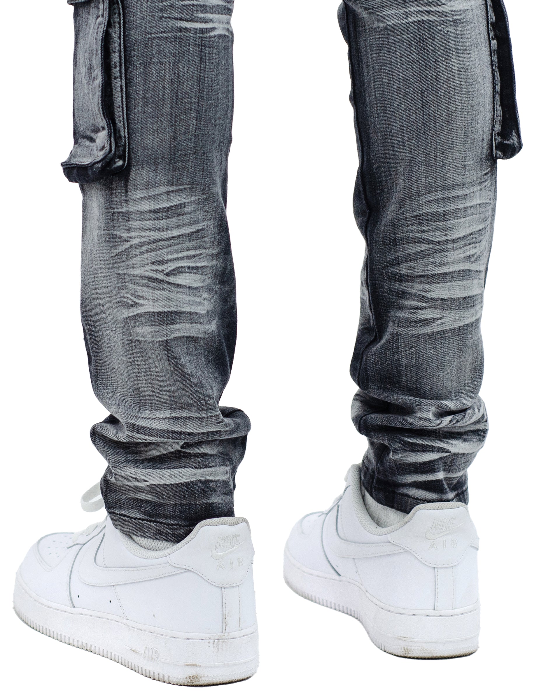 AUSTIN | Utility Pocket Fashion Skinny Denim Jeans in Black Wash