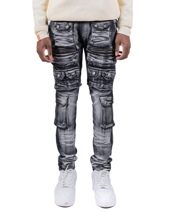 AUSTIN | Utility Pocket Fashion Skinny Denim Jeans in Black Wash