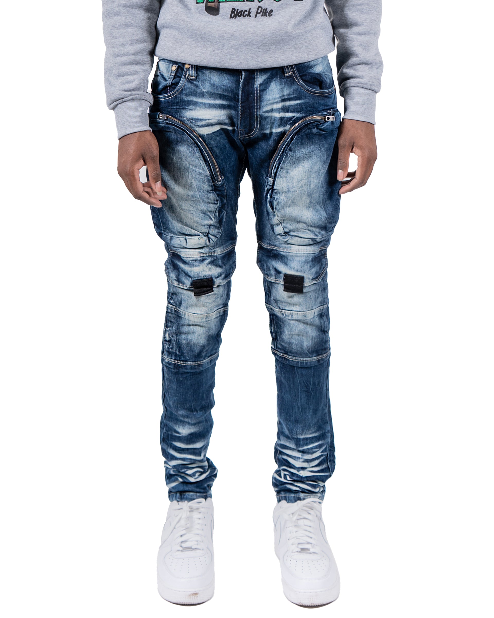 BROADWAY | X-Ray Fashion Skinny Denim Jeans with Knee Pocket in Dark Blue