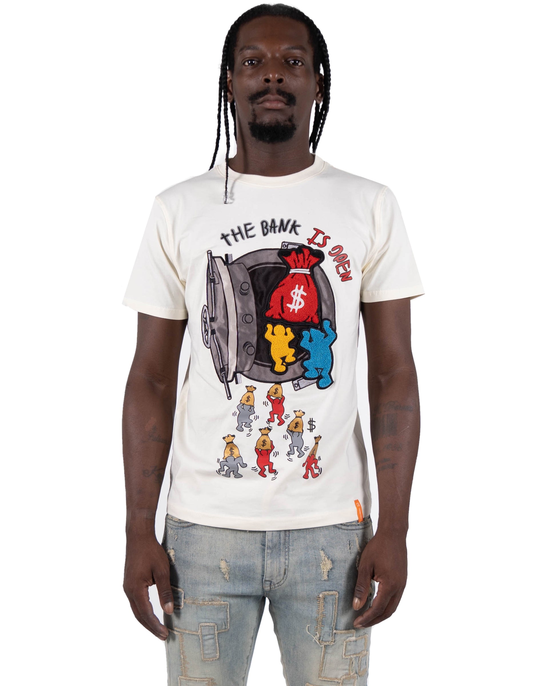 Men's "The Bank Is Open" Graphic T-Shirt | Off White