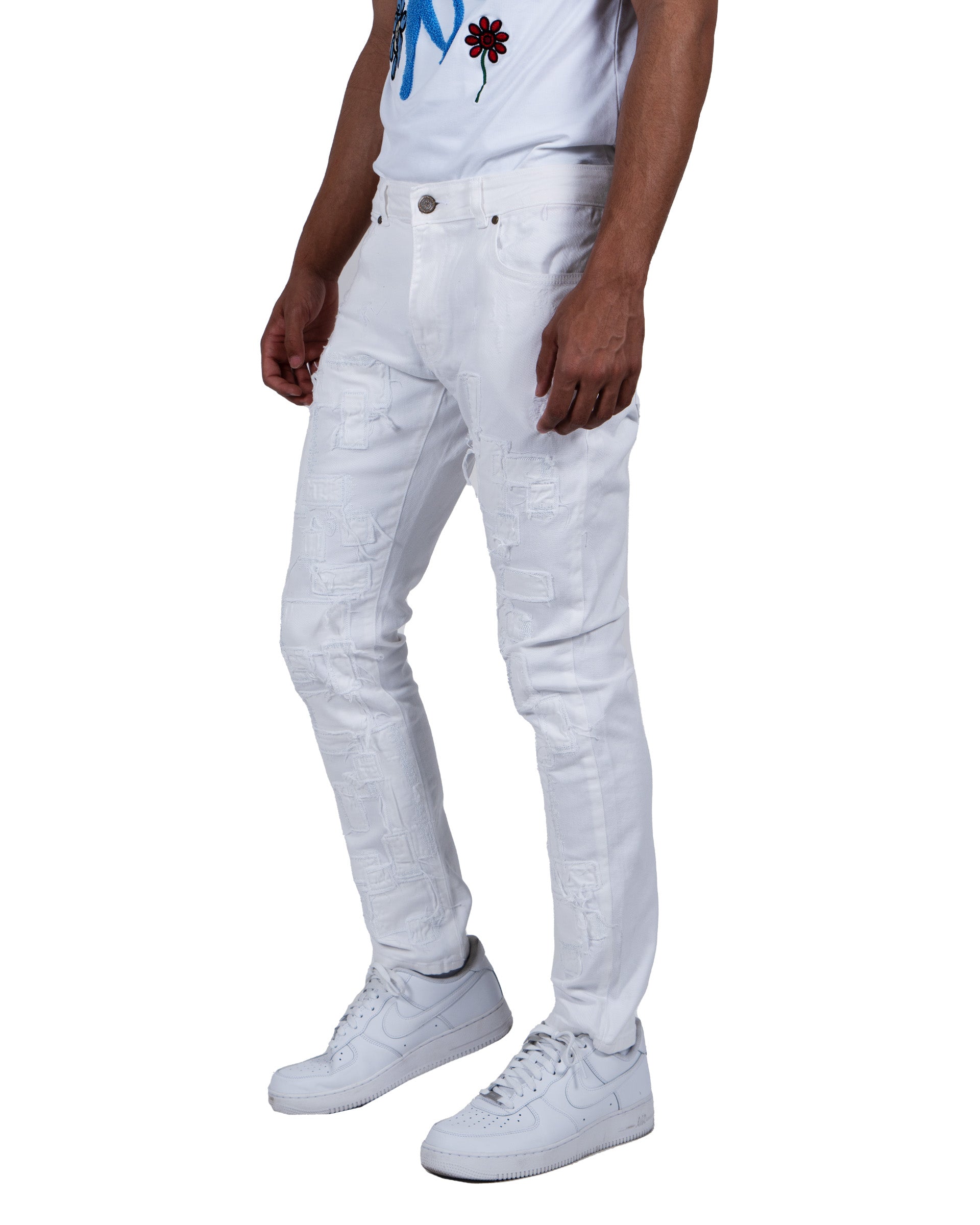 HUMBOLDT | Slim Fit Stitched Denim Jeans in White