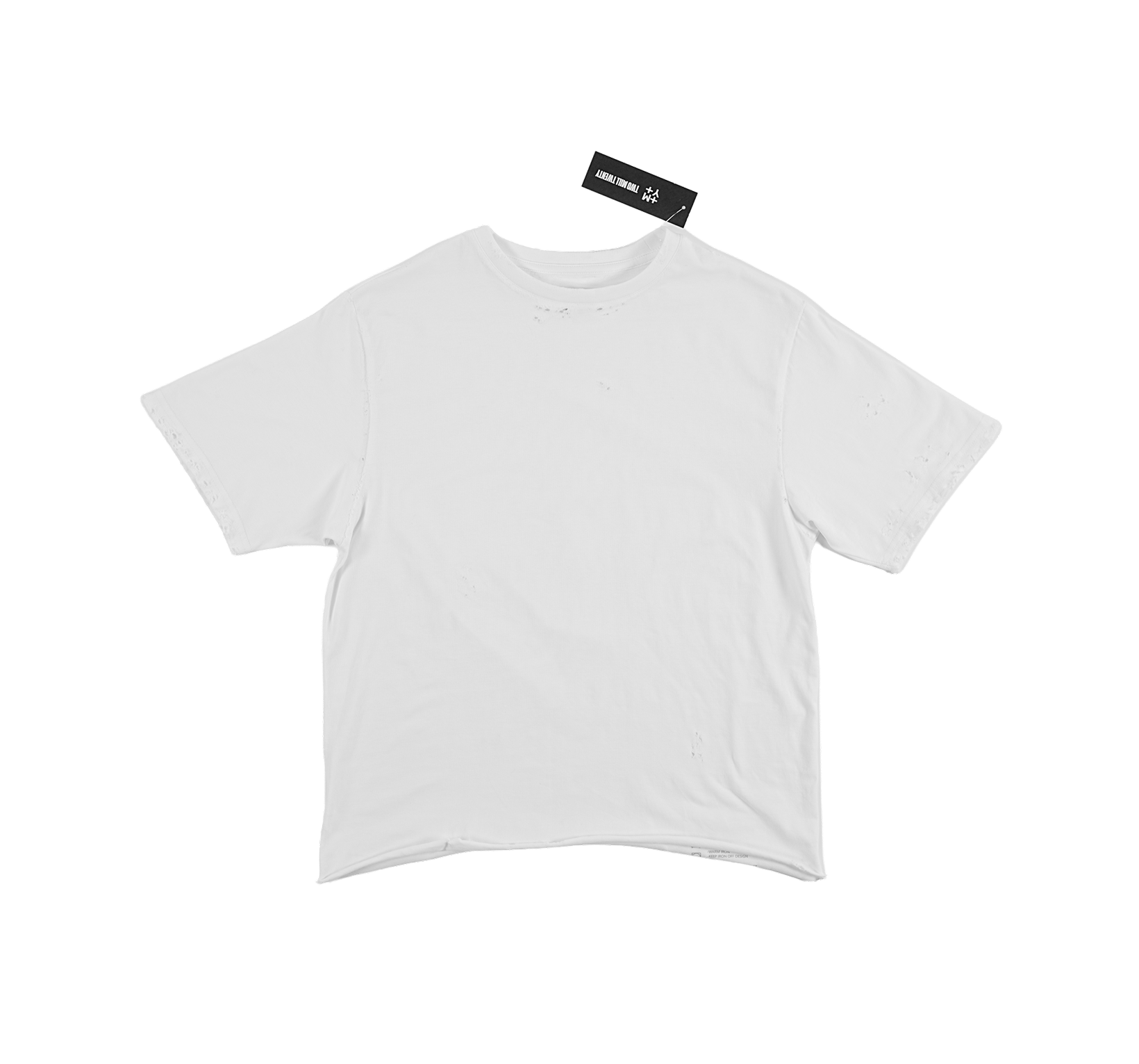 Cropped Distressed Raw Hem EZ Tee | White