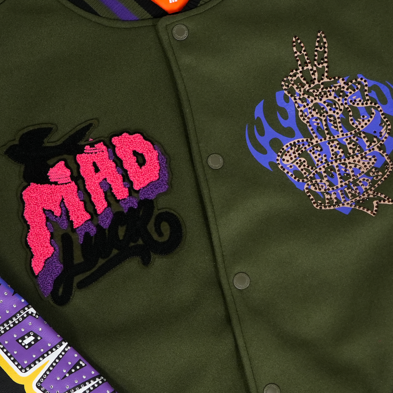 Men's Madness Varsity Bomber Jacket | Olive