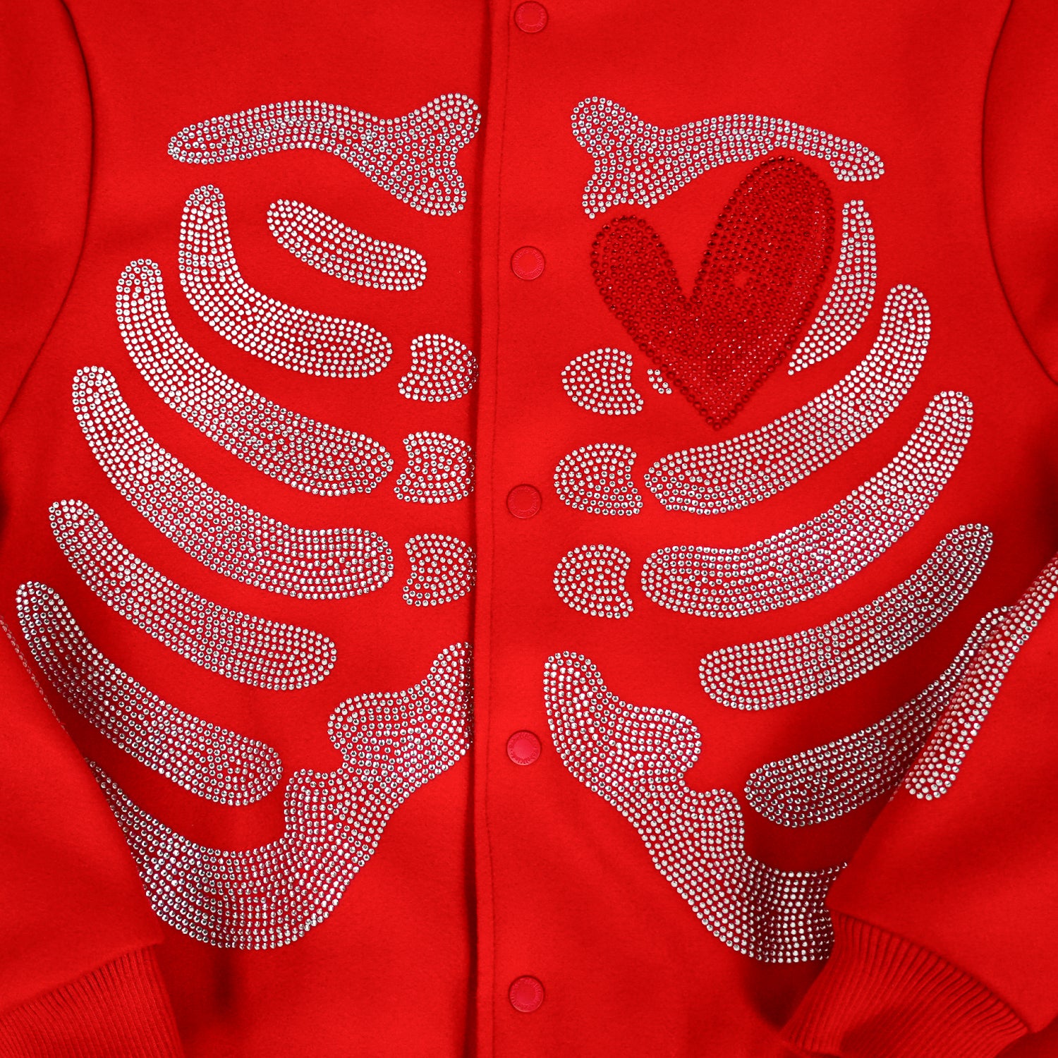 Men's Rebel Heart Rhinestone Bomber Jacket | Red