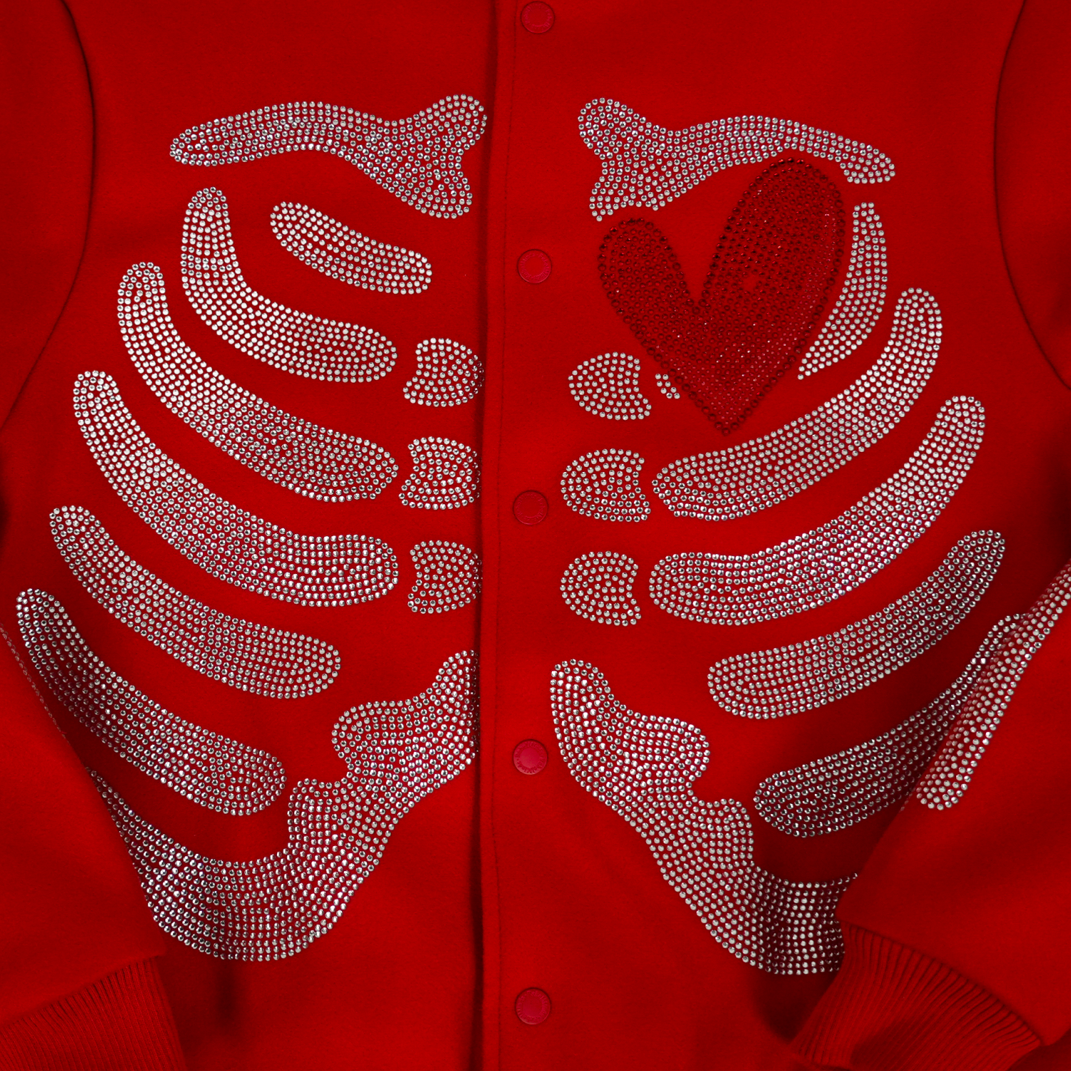 Men's Rebel Heart Rhinestone Bomber Jacket | Red