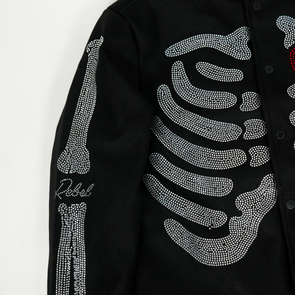 Men's Rebel Heart Rhinestone Bomber Jacket | Black