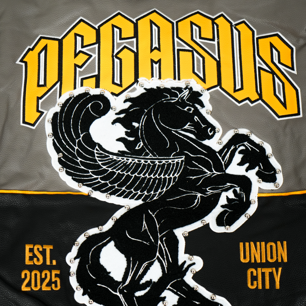 Men's Pegasus Varsity Bomber Jacket | Grey / Black