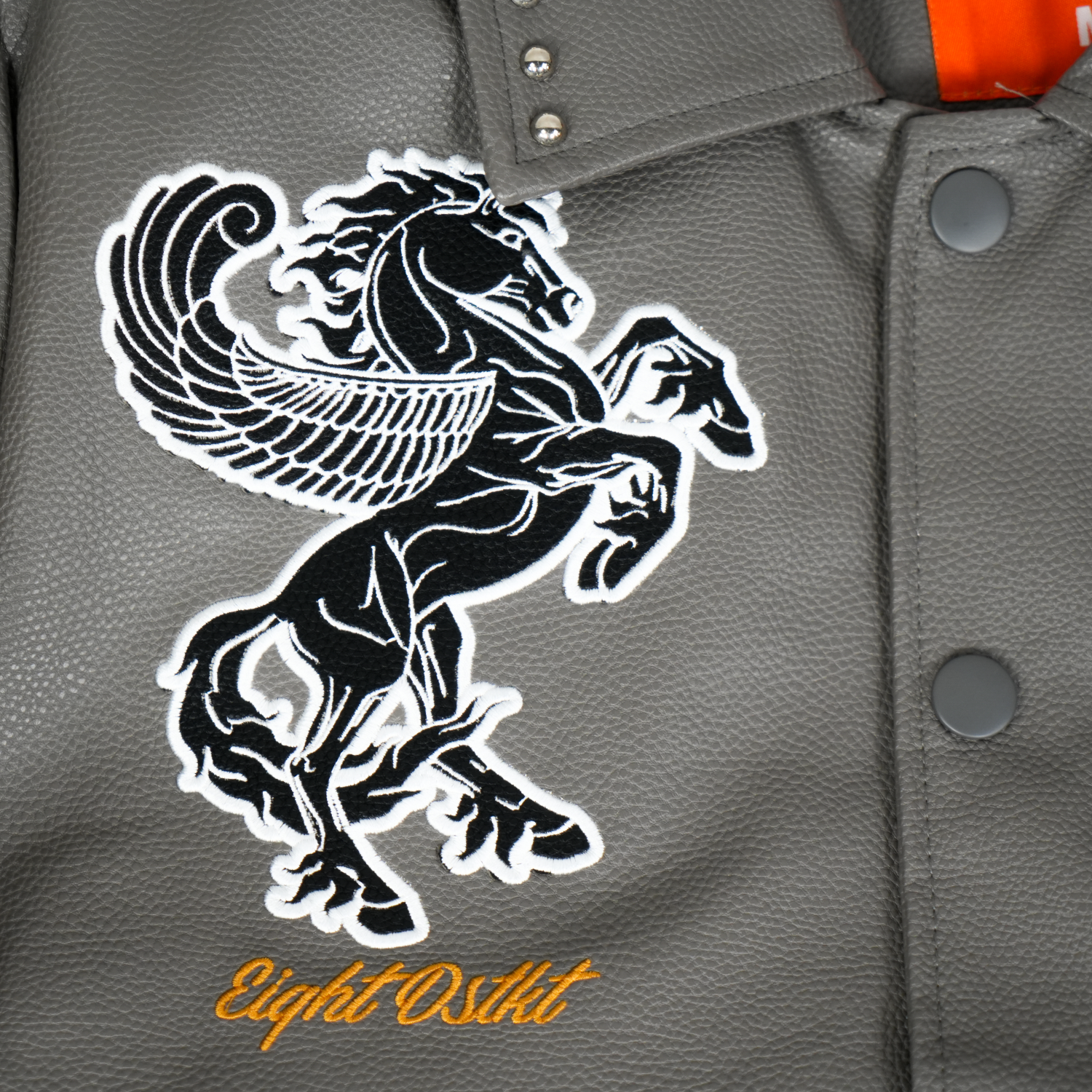 Men's Pegasus Varsity Bomber Jacket | Grey / Black