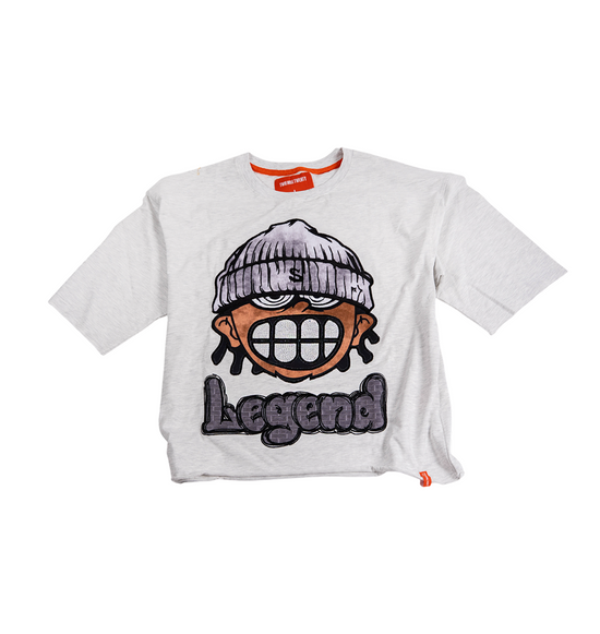 Men's Rhinestone Teeth Cropped Graphic T-Shirt | Grey