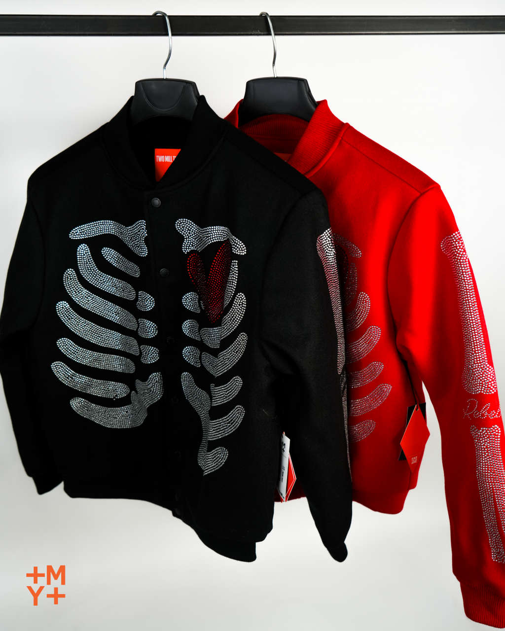 Men's Rebel Heart Rhinestone Bomber Jacket | Black