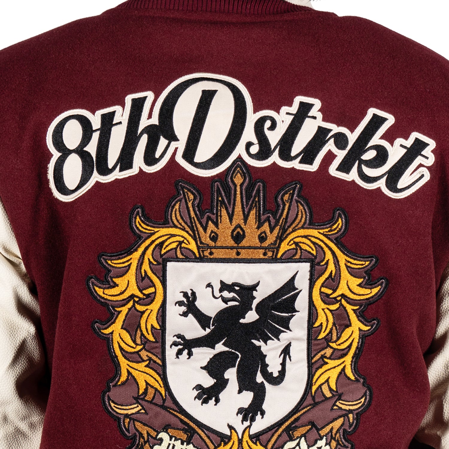 Men's Royal Throne Dragon Slayer Varsity Bomber Jacket | Burgundy