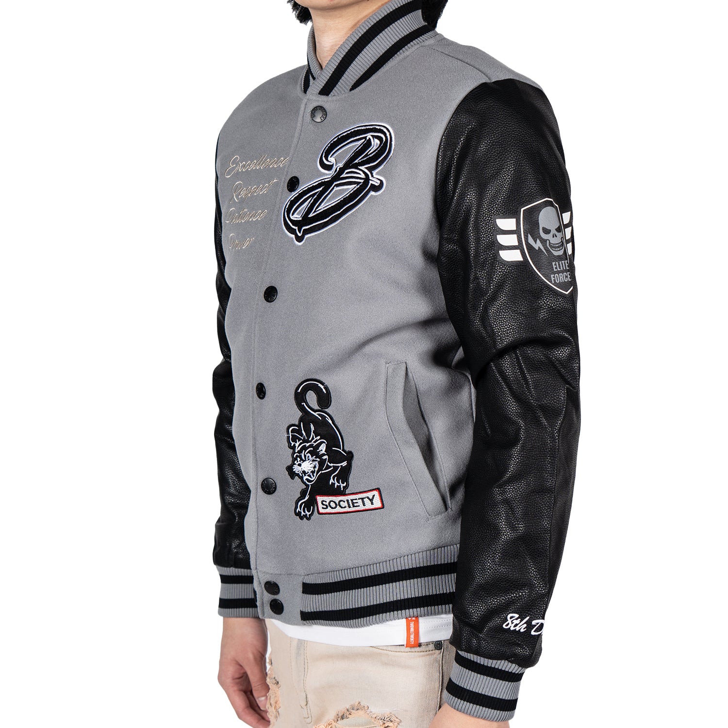 Men's Black Panther Power Varsity Jacket | Grey