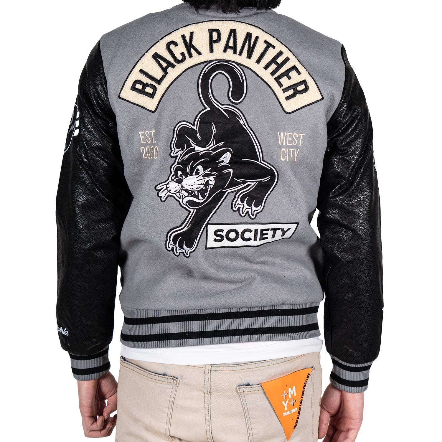 Men's Black Panther Power Varsity Jacket | Grey