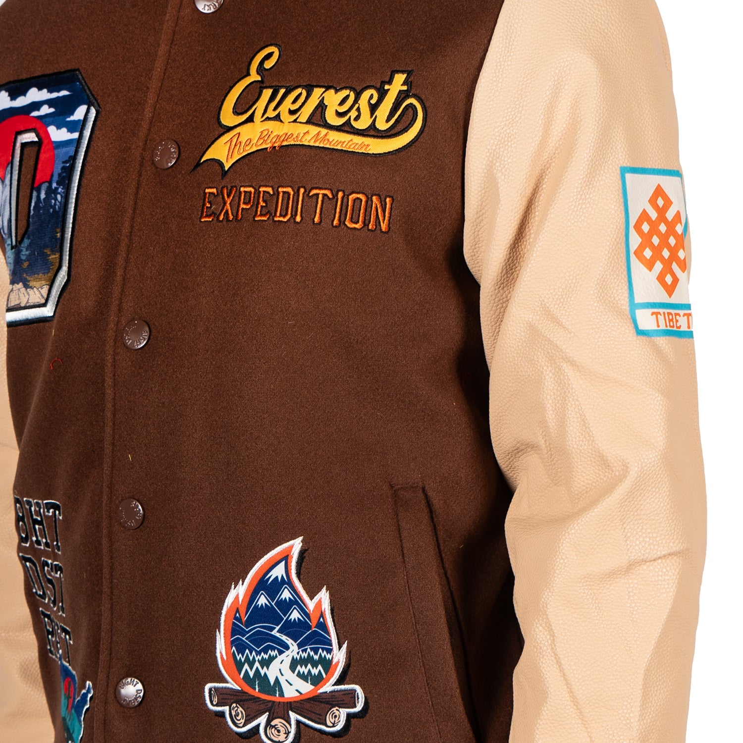 Men's Everest Expedition Varsity Letterman Jacket | Brown