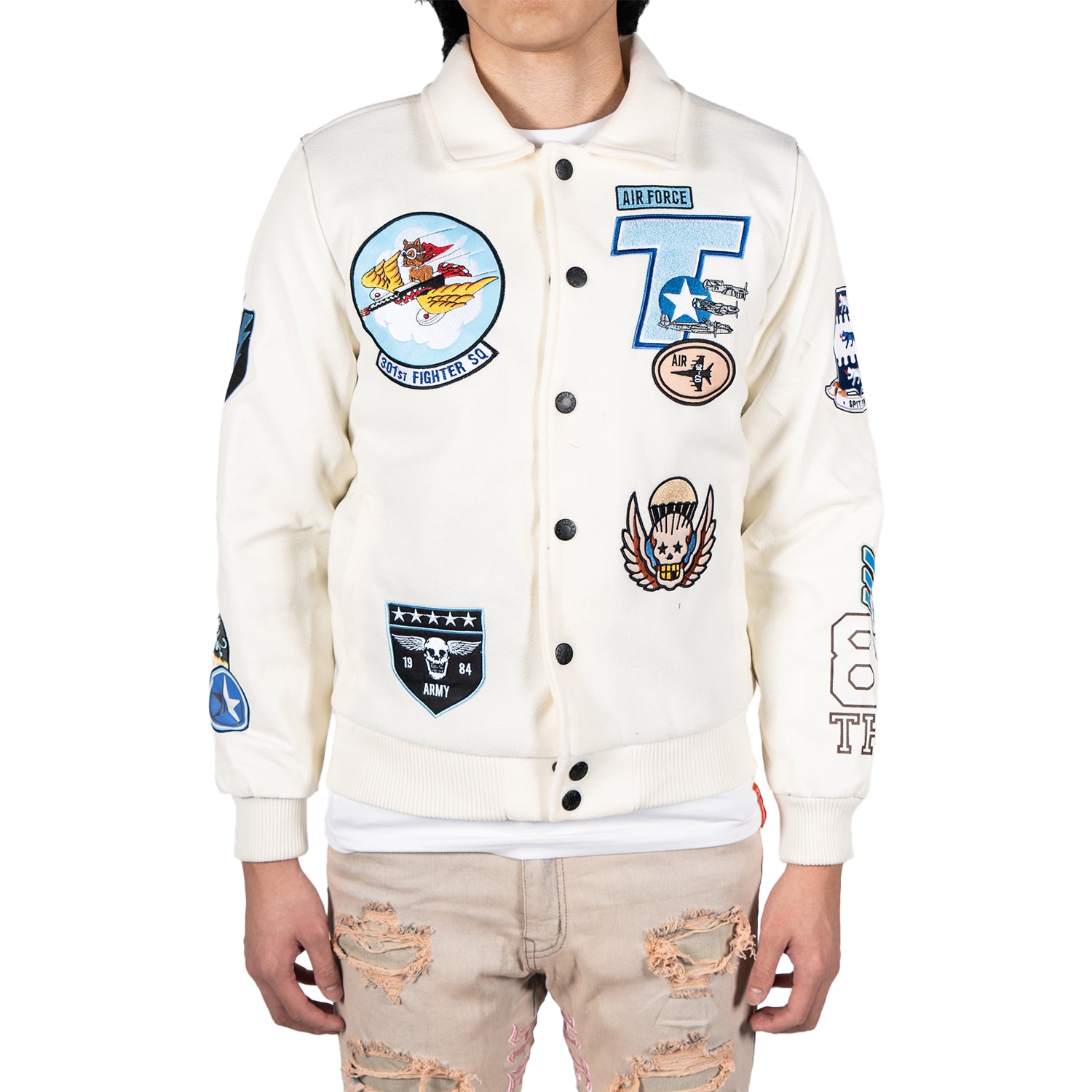 Men's Vintage Style Fighter Pilot Bomber Jacket | Cream