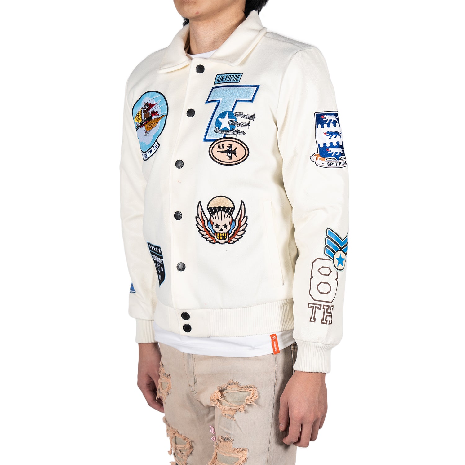 Men's Vintage Style Fighter Pilot Bomber Jacket | Cream