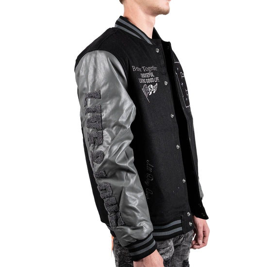 Men's Live & Love Varsity Bomber Jacket | Black