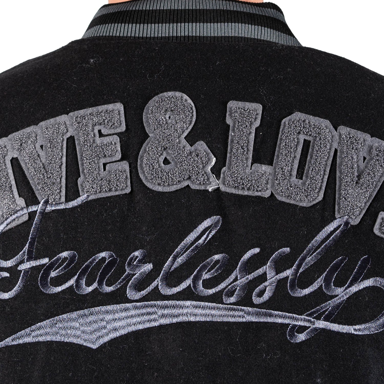 Men's Live & Love Varsity Bomber Jacket | Black