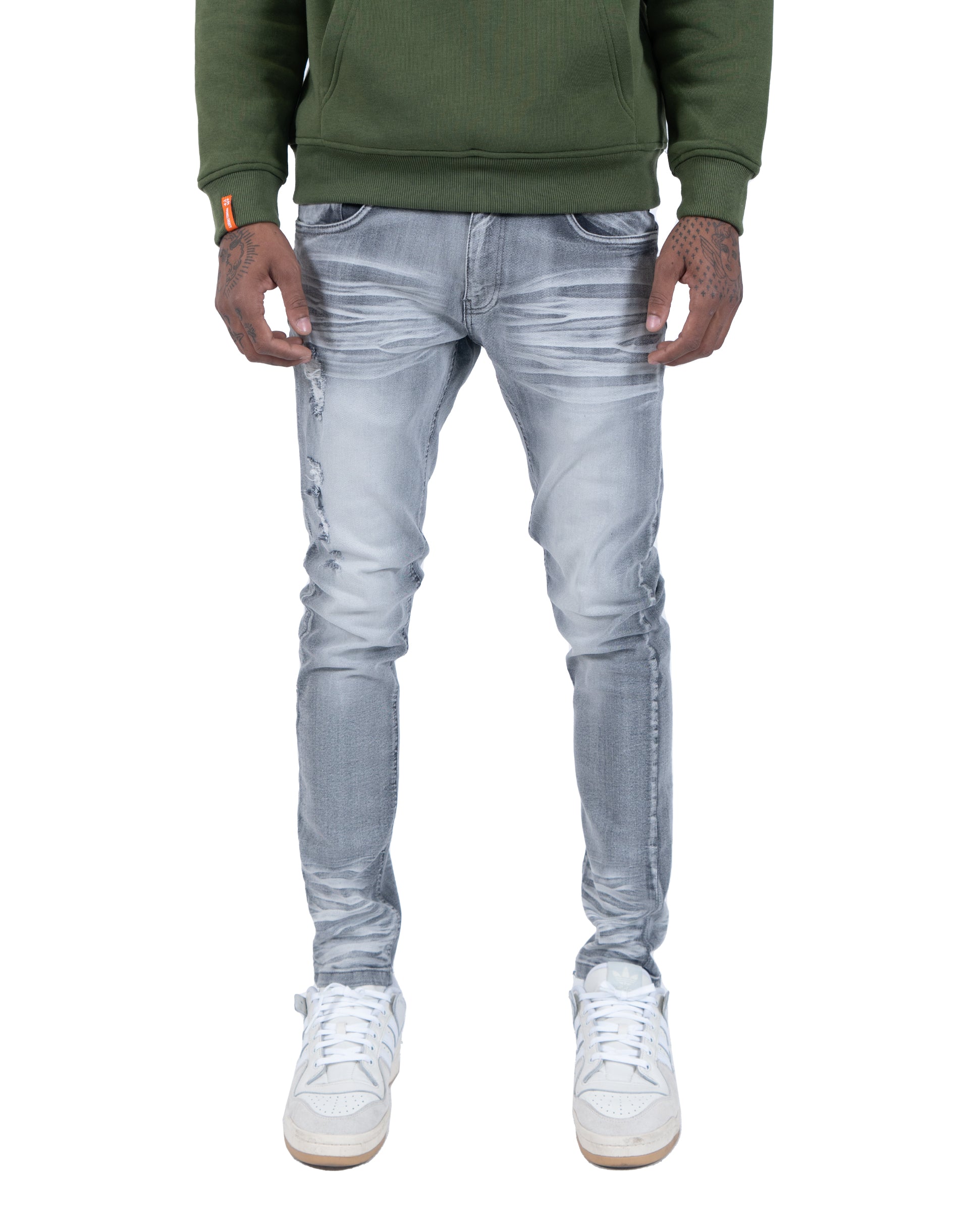 AUGUSTA | Distressed Skinny Jeans in Gray Wash