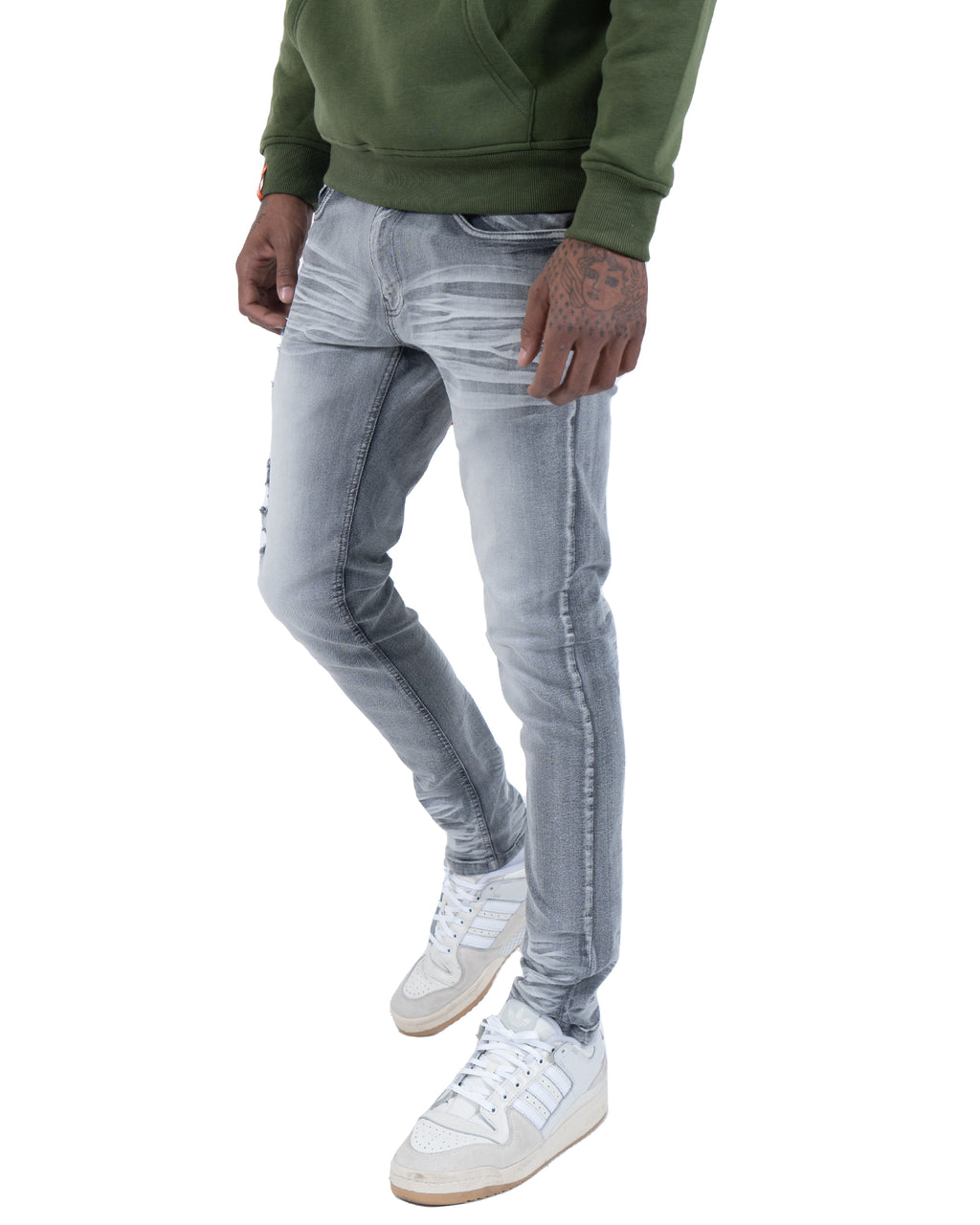 AUGUSTA | Distressed Skinny Jeans in Gray Wash