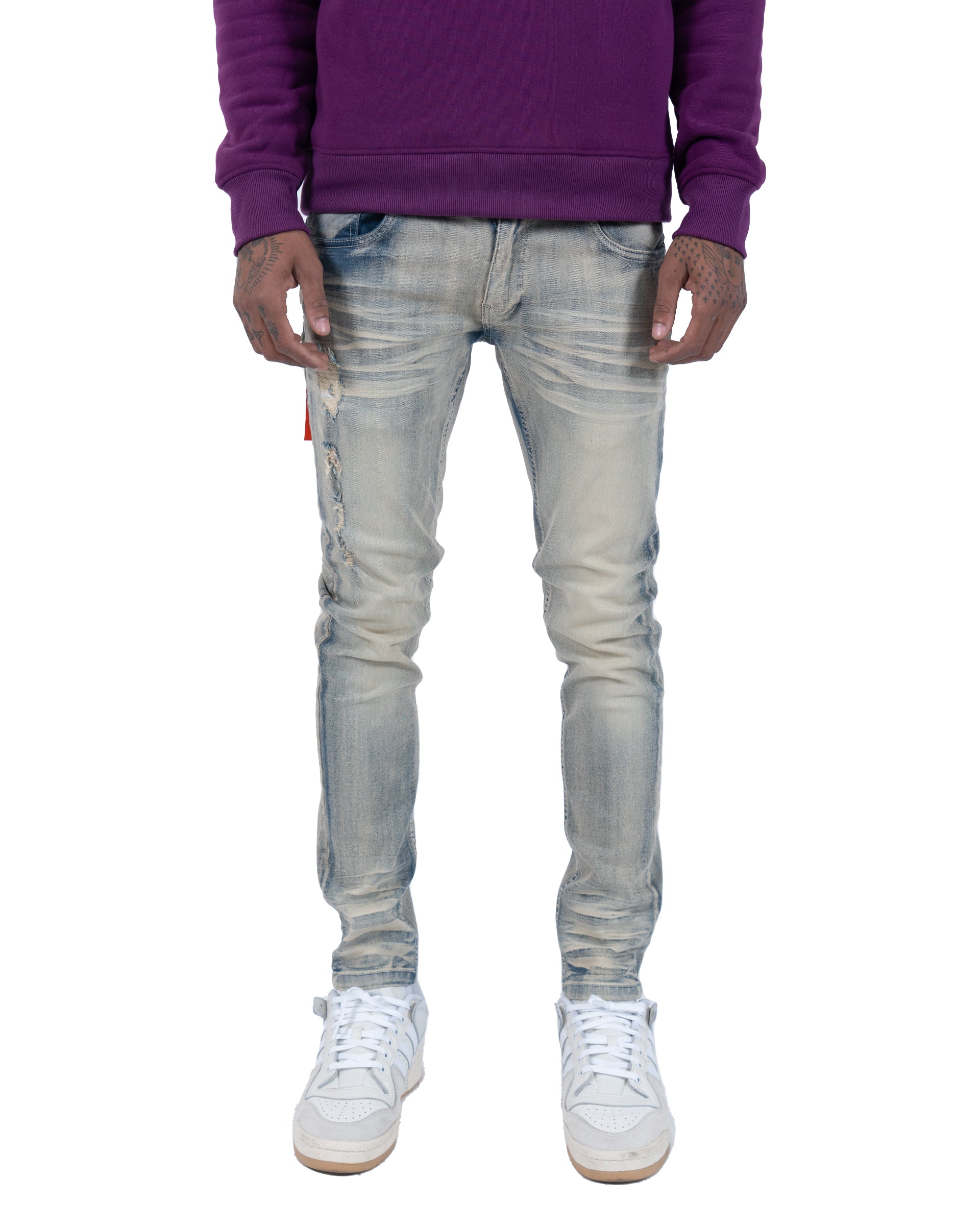 AUGUSTA | Distressed Skinny Jeans in Dust Blue