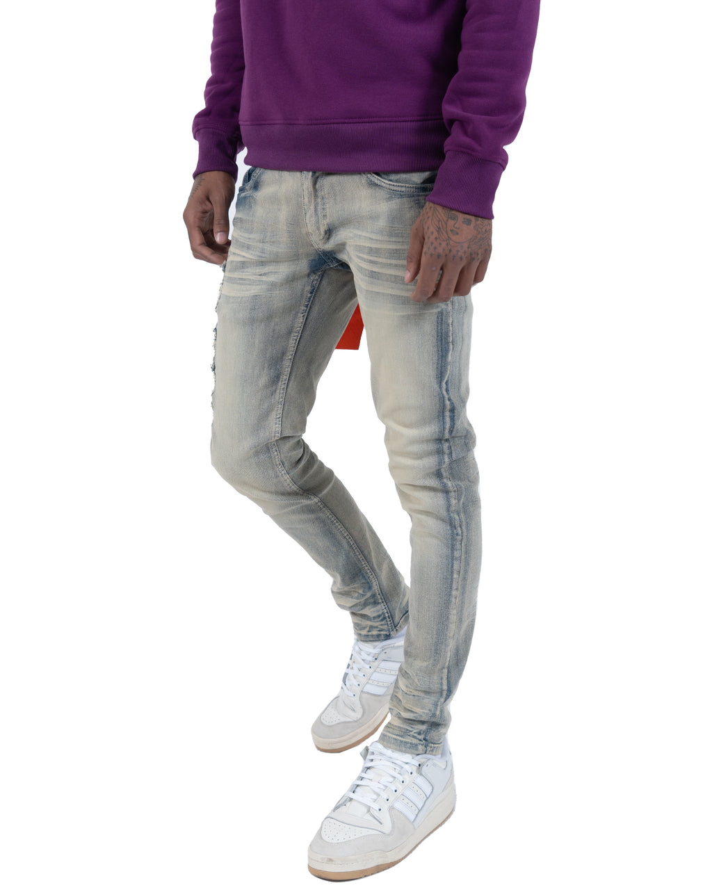 AUGUSTA | Distressed Skinny Jeans in Dust Blue