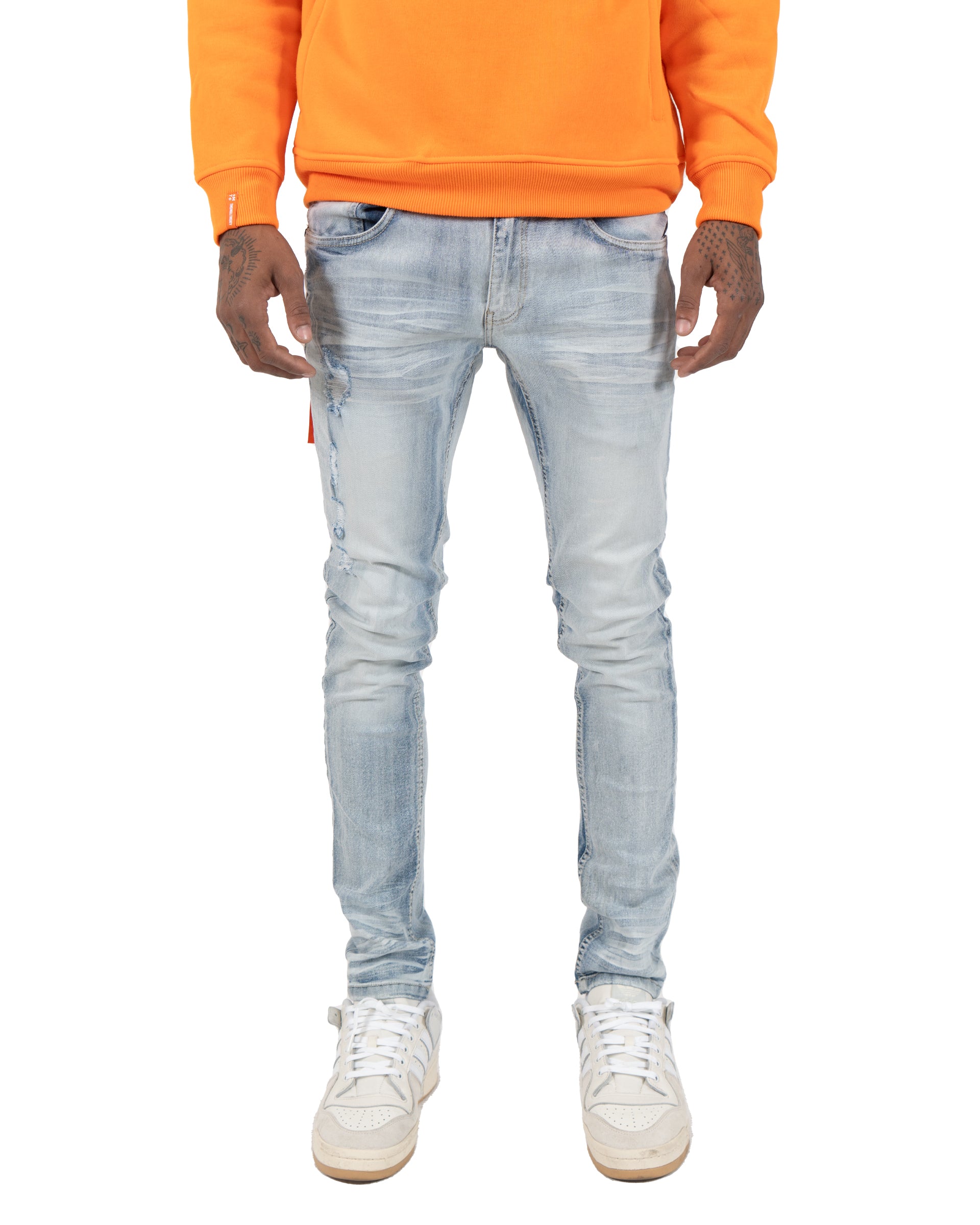 AUGUSTA | Distressed Skinny Jeans in Light Blue Wash