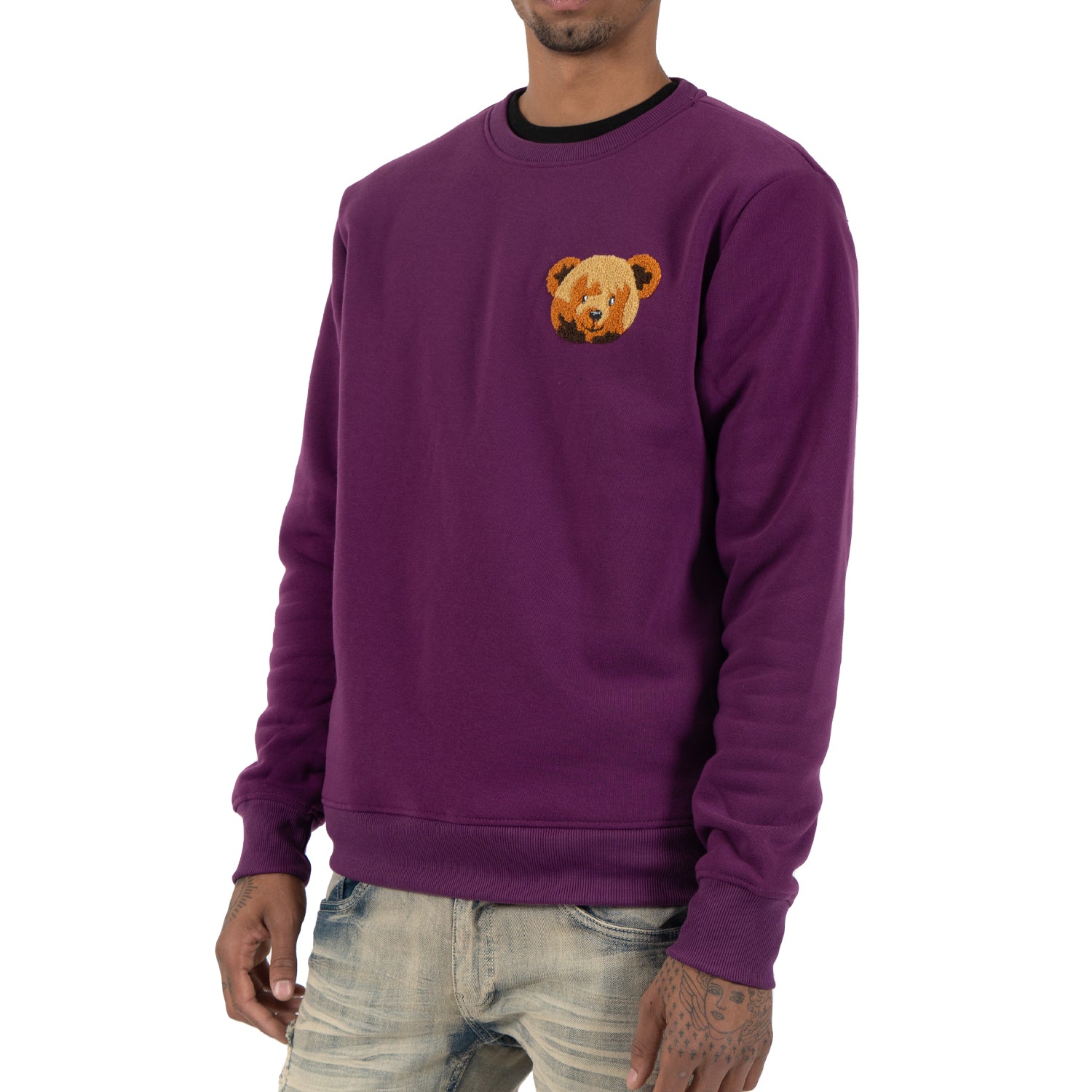 Men's Shrink Wrap Teddy Bear Crewneck Sweatshirt | Grape