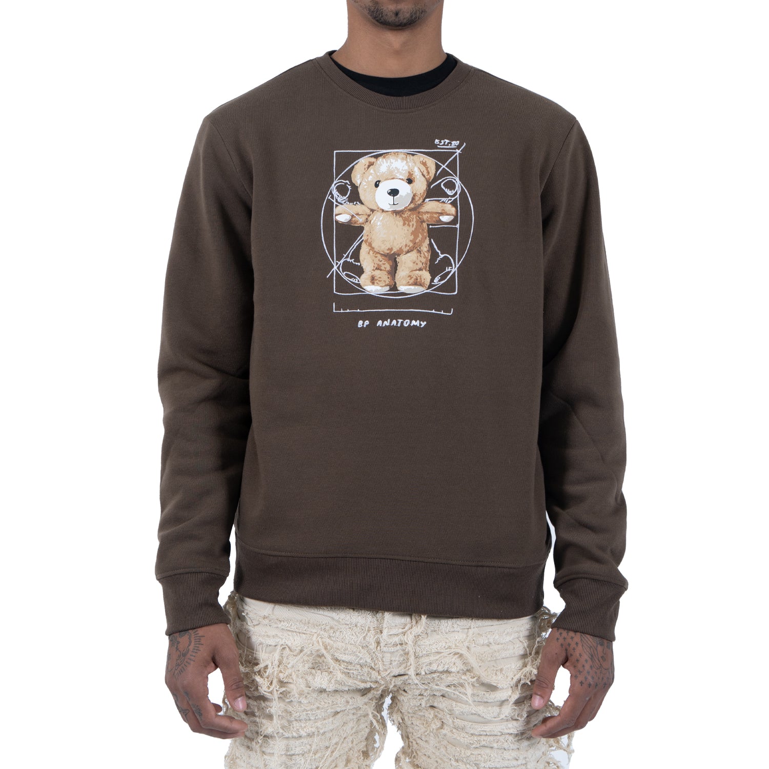 Men's Vitruvian Teddy Bear Crewneck Sweatshirt | Mud