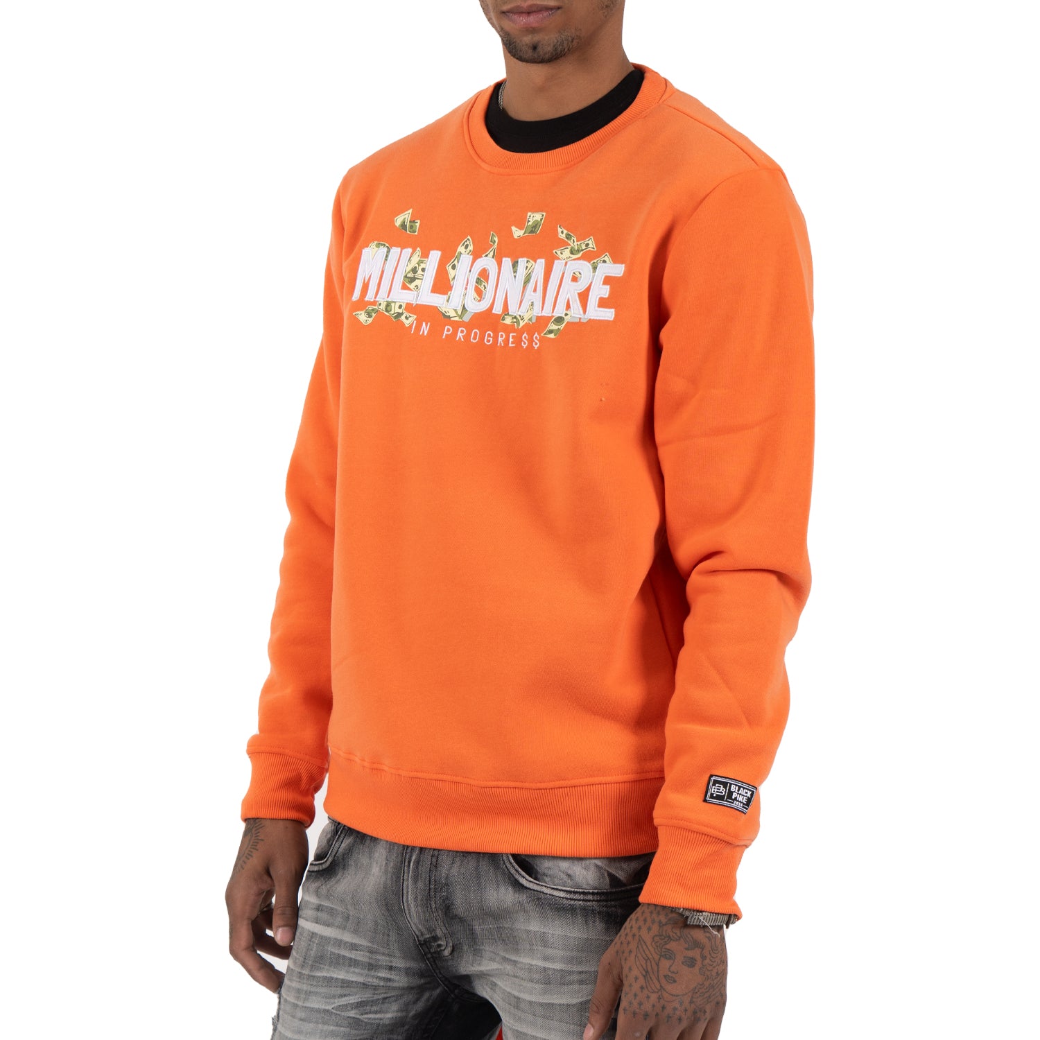 Men's Millionaire Cash Money Crewneck Sweatshirt | Orange