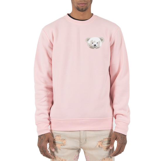 Men's Shrink Wrap Teddy Bear Crewneck Sweatshirt | Pink