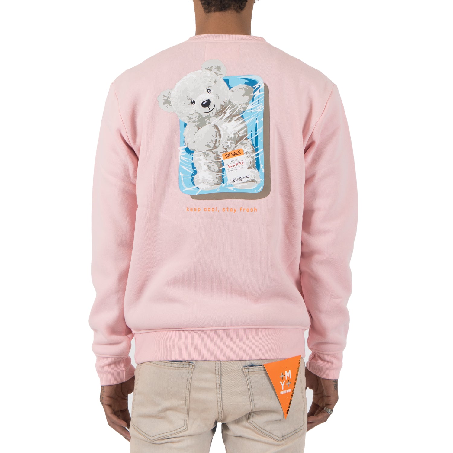 Men's Shrink Wrap Teddy Bear Crewneck Sweatshirt | Pink