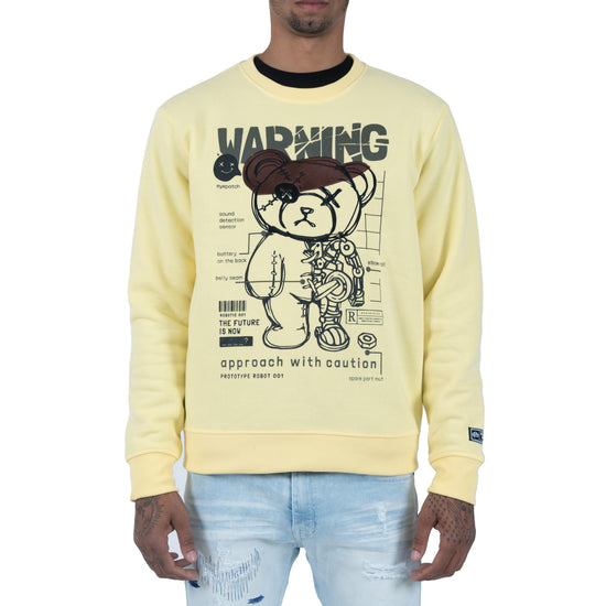 Men's Android Teddy Bear Crewneck Sweatshirt | Lemon Yellow