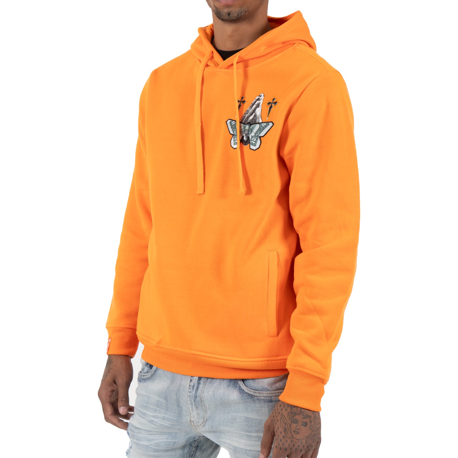 Men's Pray Hard Pullover Hoodie | Orange