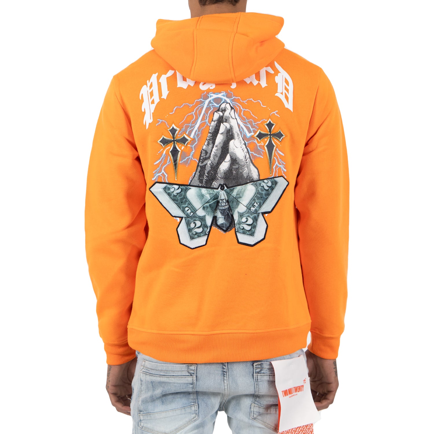 Men's Pray Hard Pullover Hoodie | Orange