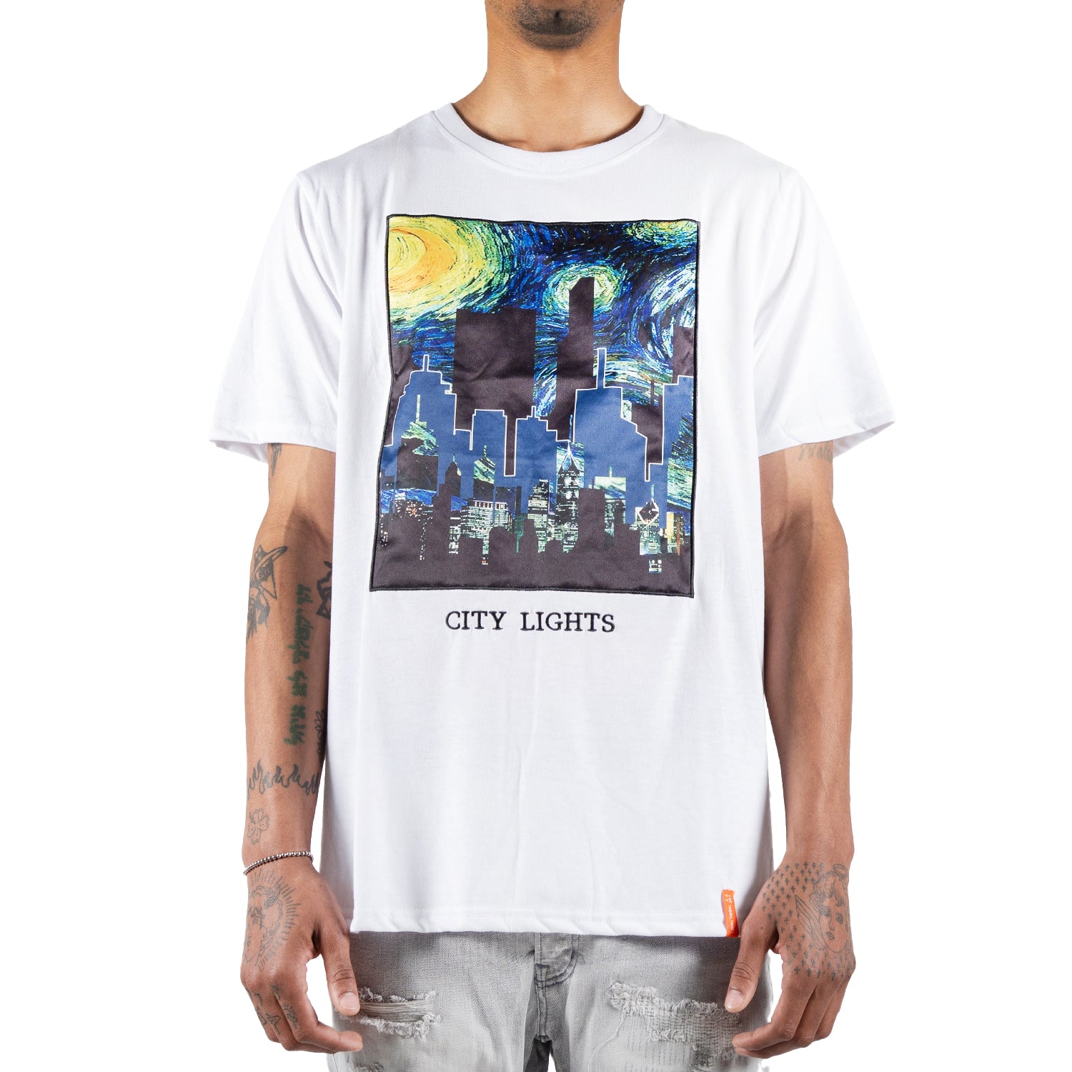 Men's  Starry City Lights Graphic Tee | White