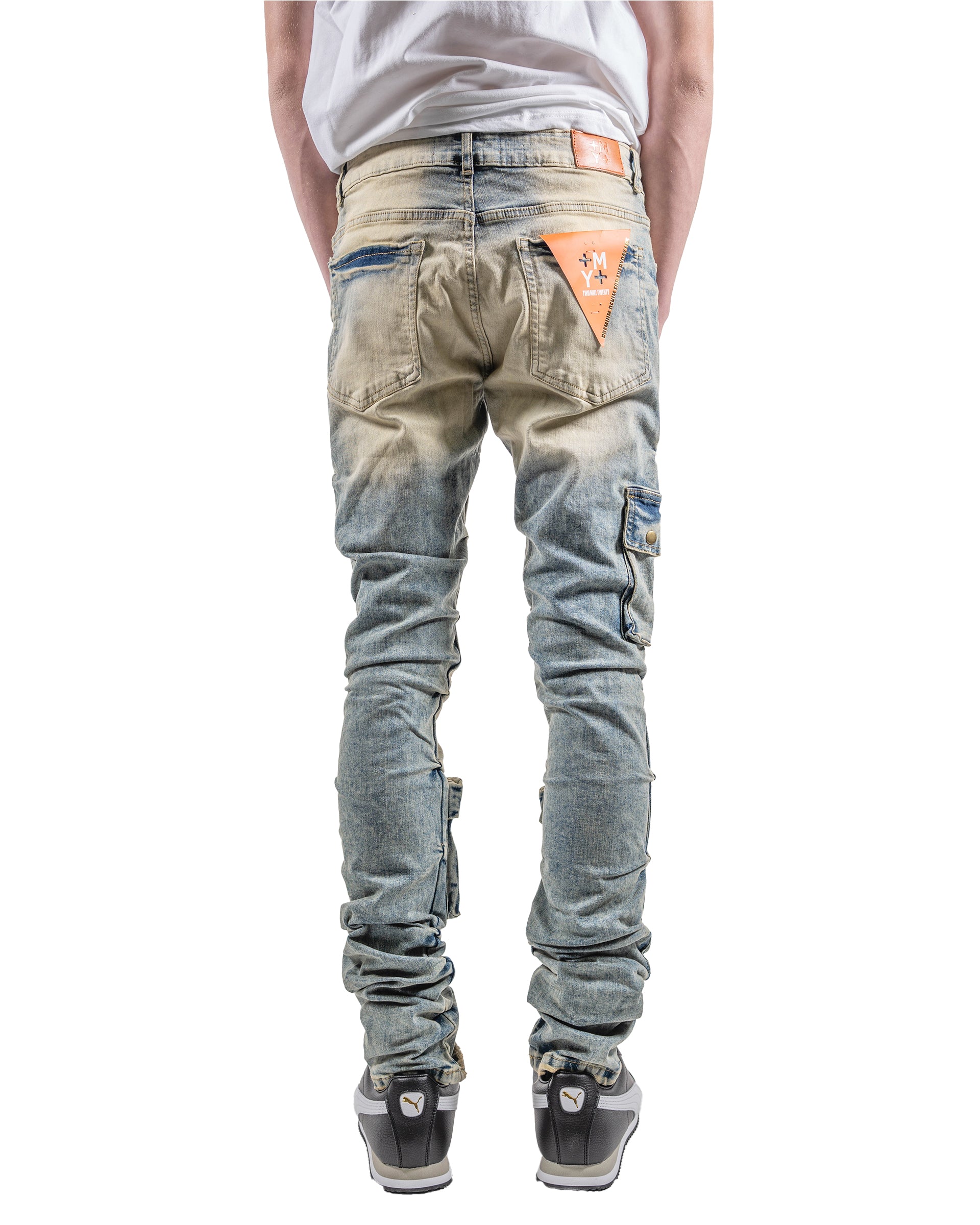 Men's Cargo Skinny Stacked Jeans | Vintage Wash