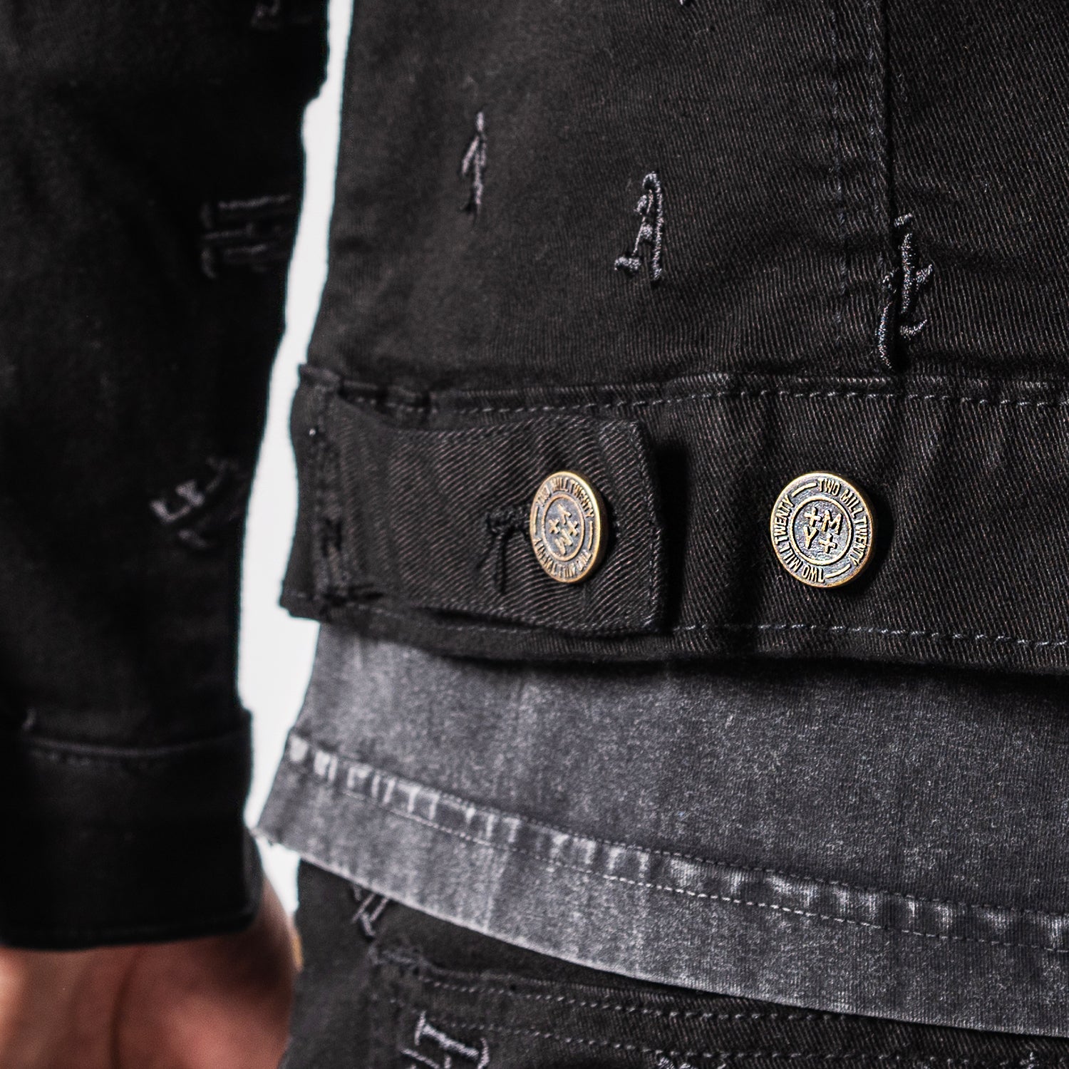 Men's Monogram Denim Jean Jacket | Jet Black