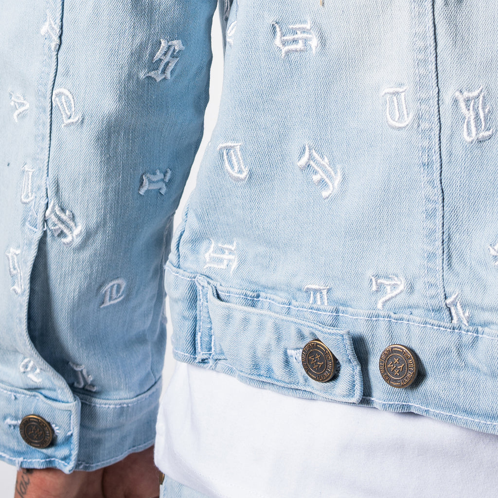 Men's Monogram Denim Jean Jacket | Light Blue