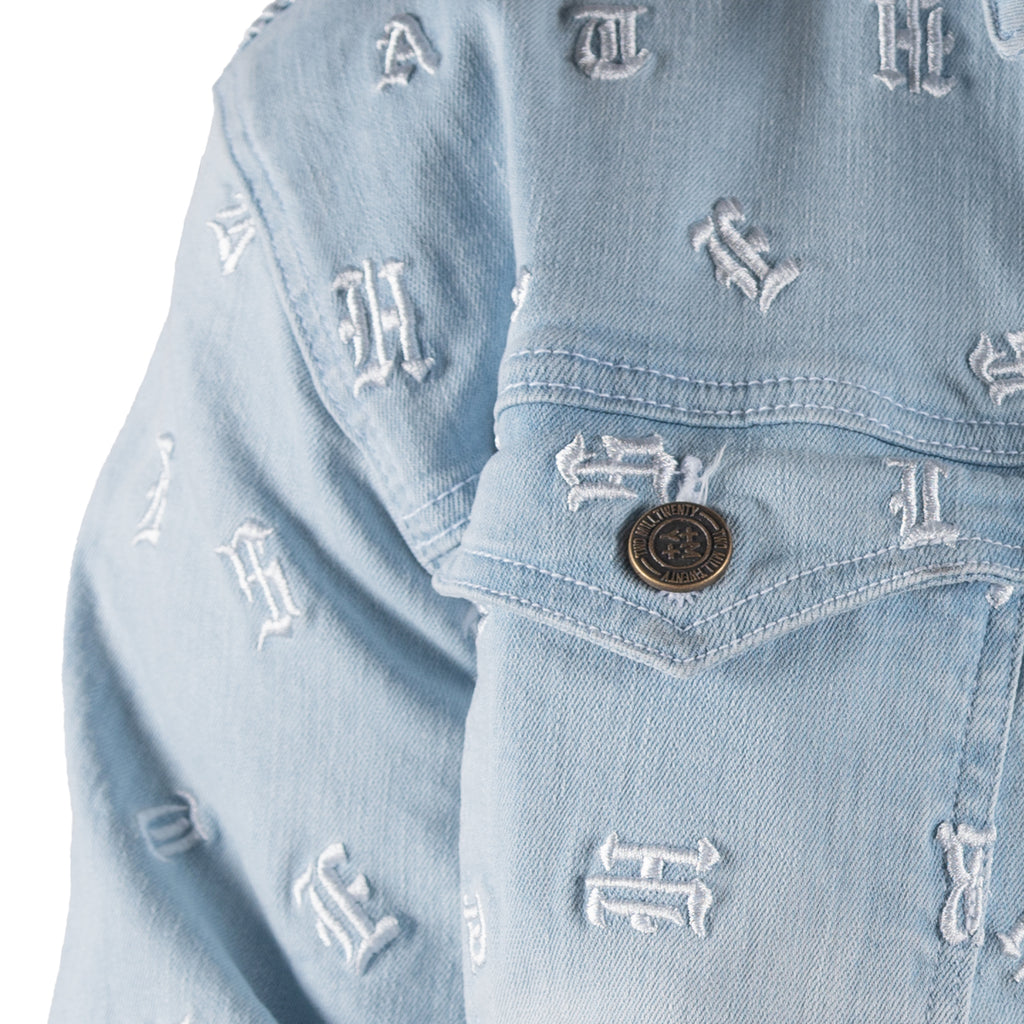Men's Monogram Denim Jean Jacket | Light Blue