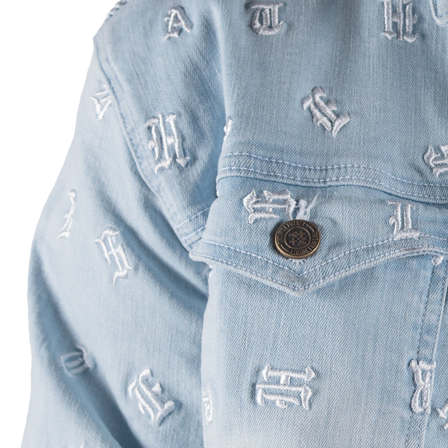 Men's Monogram Denim Jean Jacket | Light Blue
