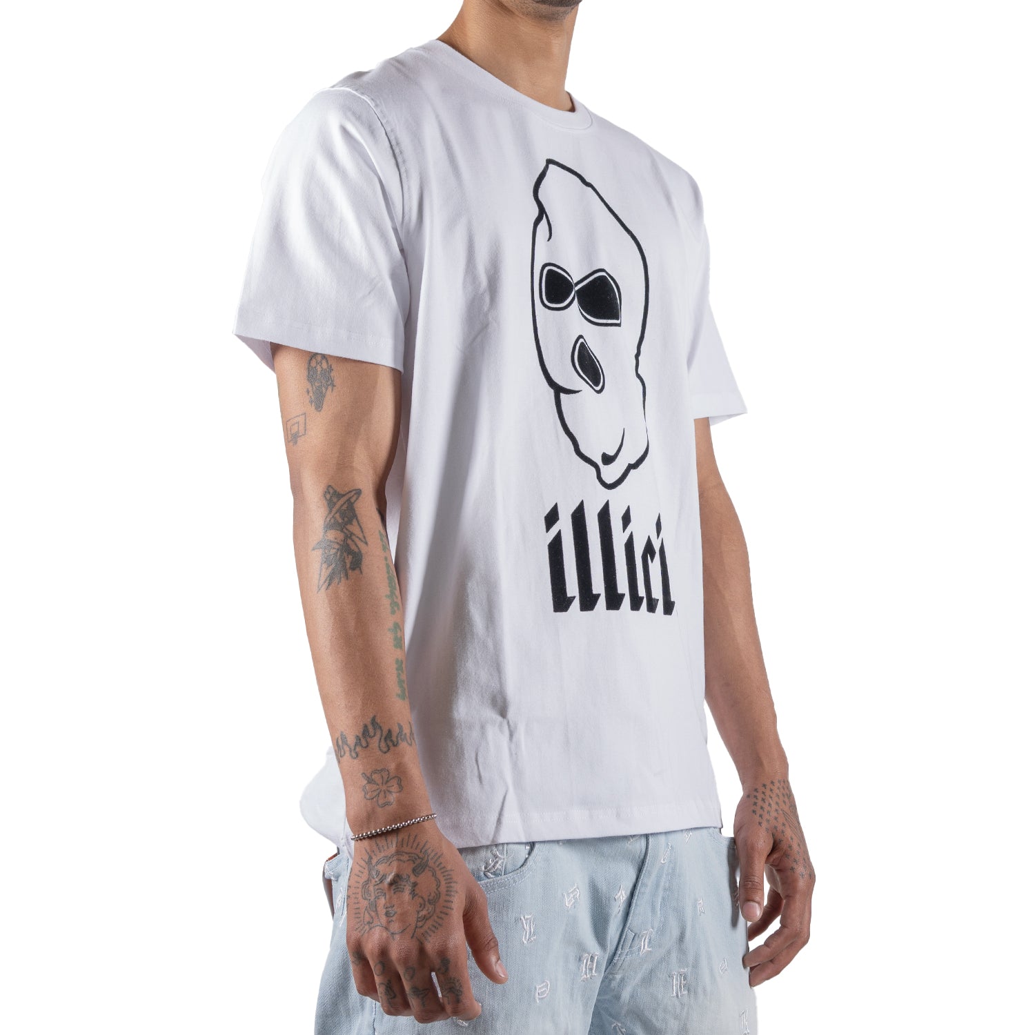 Men's Illicit Ski Mask Script Graphic Tee | White