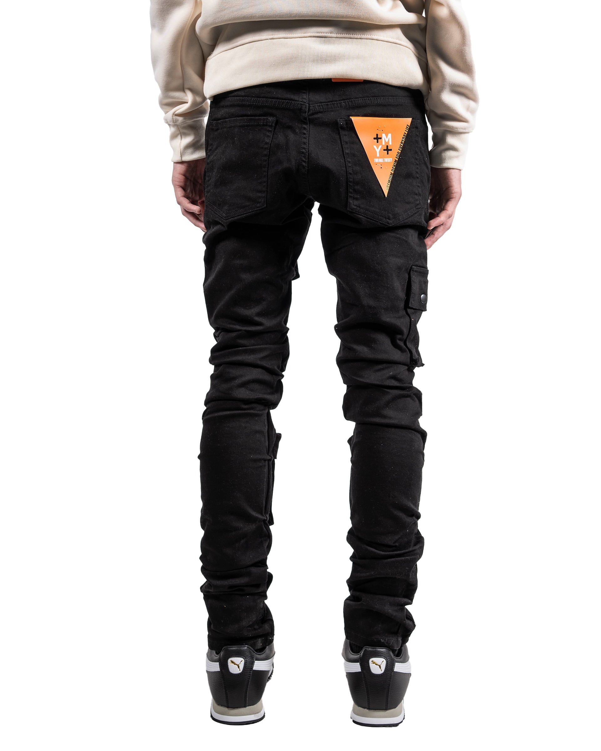 Men's Cargo Skinny Stacked Jeans | Black