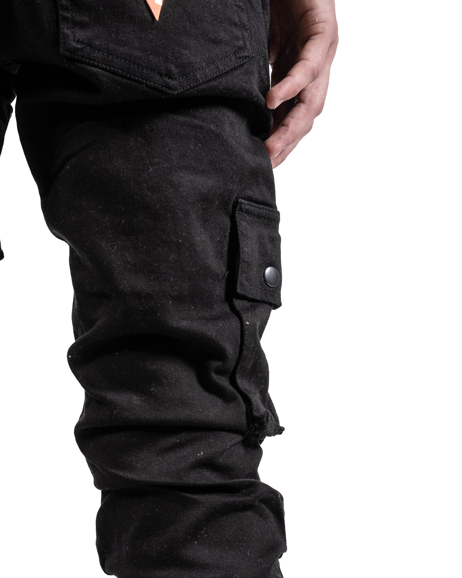 Men's Cargo Skinny Stacked Jeans | Black