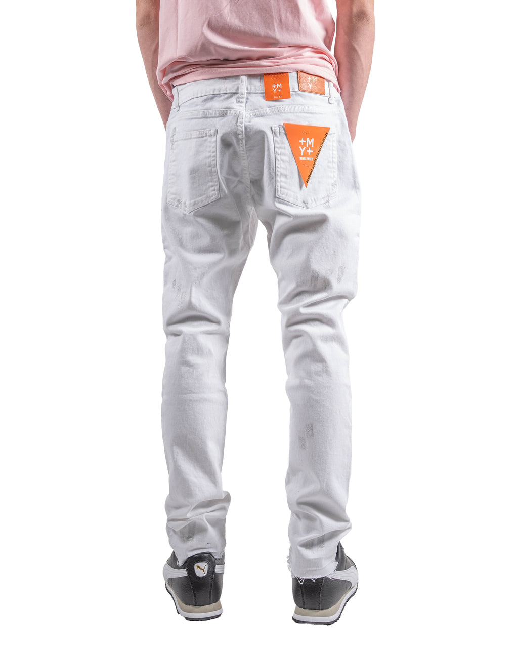 Silver Paint Skinny Jeans in White