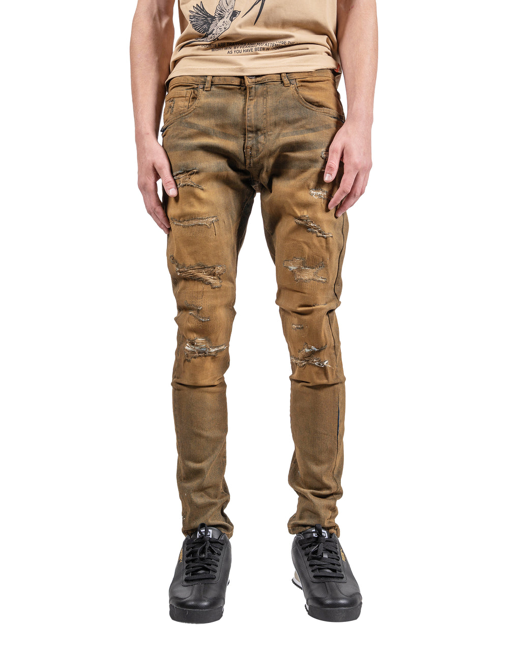 Aged Two-Tone Skinny Jeans in Dirty Vintage