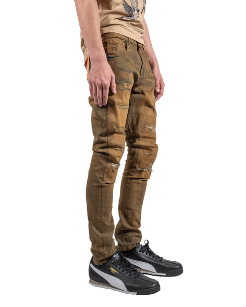 Aged Two-Tone Skinny Jeans in Dirty Vintage