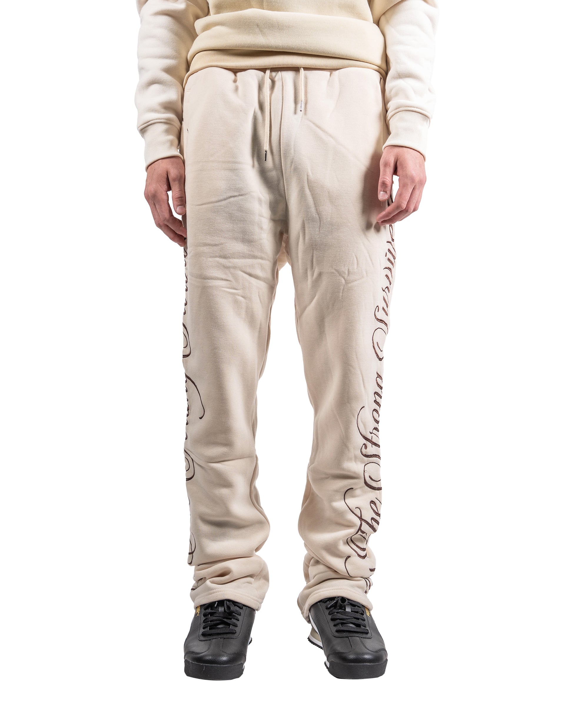 Men's Side Script Stacked Joggers | Khaki