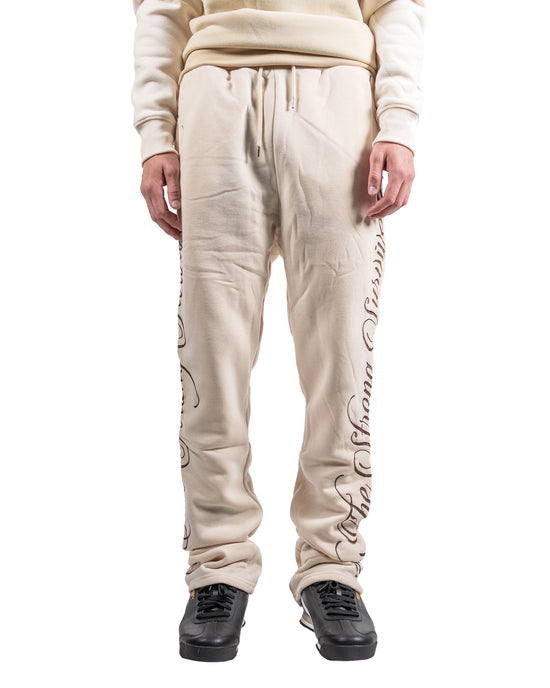Men's Side Script Stacked Joggers | Khaki